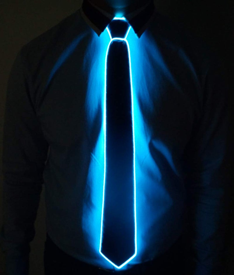 SATUMIKO Burning Man Light Up Fanny Ties Novelty Necktie For Men LED Light Up Ties Costume Accessory (Blue-Micro Solid Tie) - Image 3